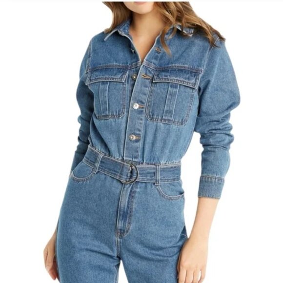 Bardot Classic Denim Jumpsuit 28 - Picture 4 of 16